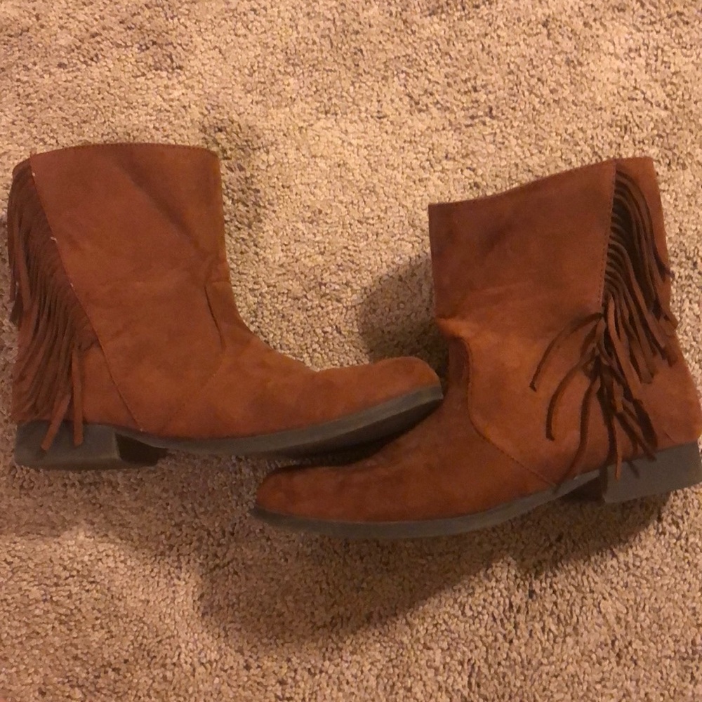 Brown Tassel Booties